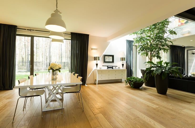 Spacious room with table and plants