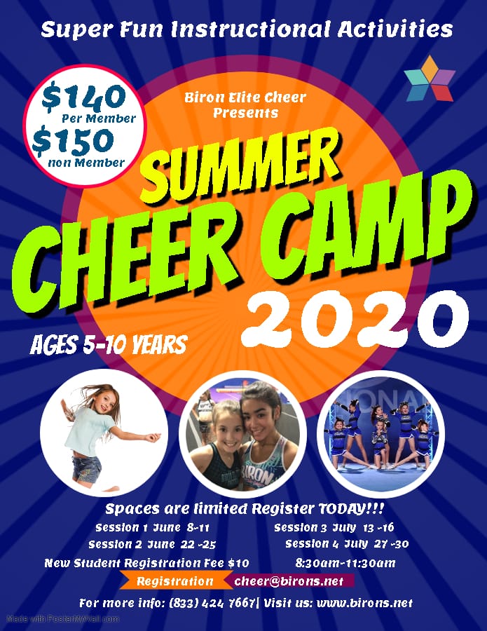 Summer Cheer Camp Birons Youth Sports Center Gymnastics, Cheer