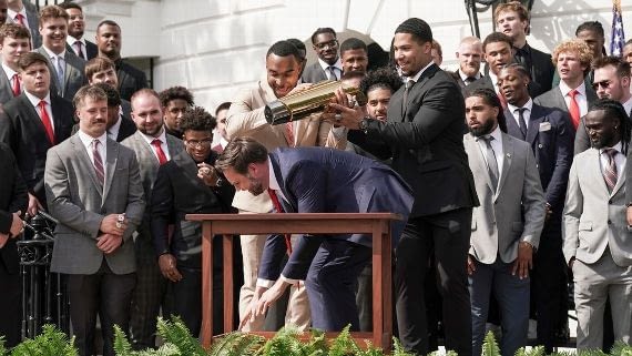 VP Vance fumbles Buckeyes' championship trophy