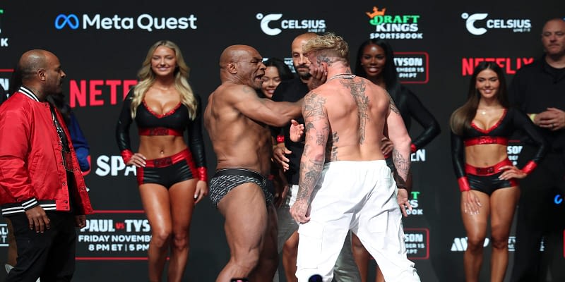 Mike Tyson’s slap of Jake Paul at weigh-in sparks fight hysteria ahead of Netflix special