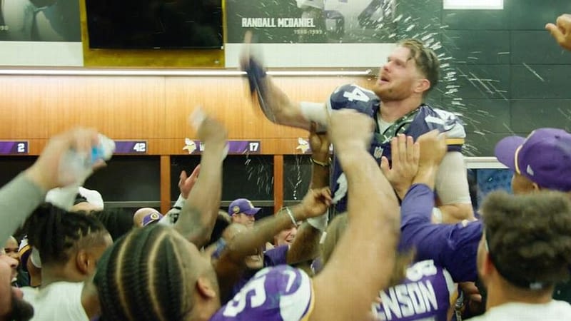 Darnold greeted by 'mayhem' after key Vikings win