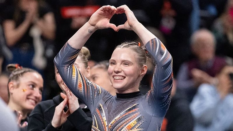 In Jade Carey's final meet, can she win the NCAA all-around title?