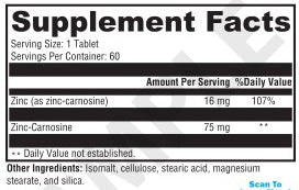 Gastric Support - 60 Tablets - Supplement Facts