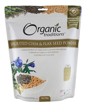 Sprouted Chia & Flax Seed Powder - 16 oz - Front