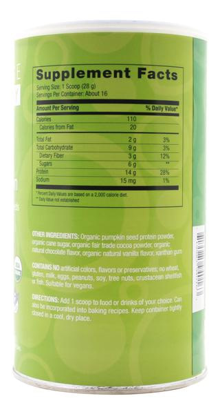 Organic Pumpkin Protein - 16.3 oz Powder - Supplement Facts