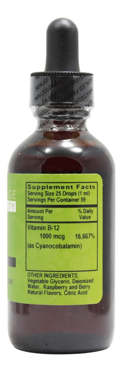 B12 1,000 mcg Liquid Raspberry- 2 oz- Supplement Facts