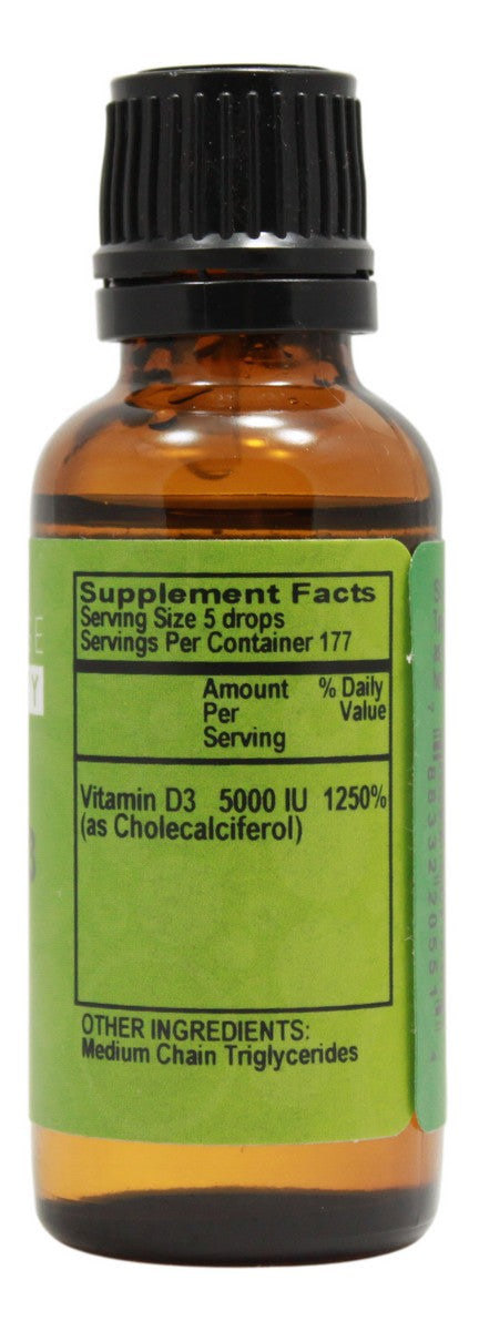 Vitamin D3 5,000 I.U. - 1 oz Liquid - Supplement Facts