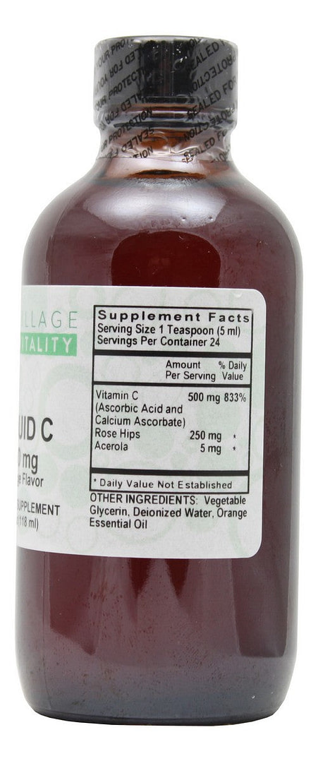 Liquid C 500 mg Orange Flavor - 4 oz Liquid - Supplement Facts