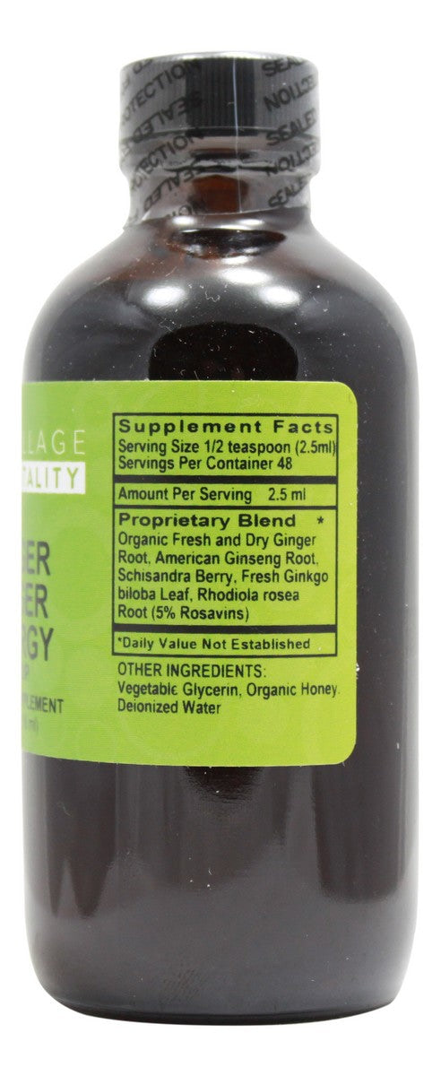 Ginger Zinger Energy Syrup - 4 oz Liquid - Supplement Facts