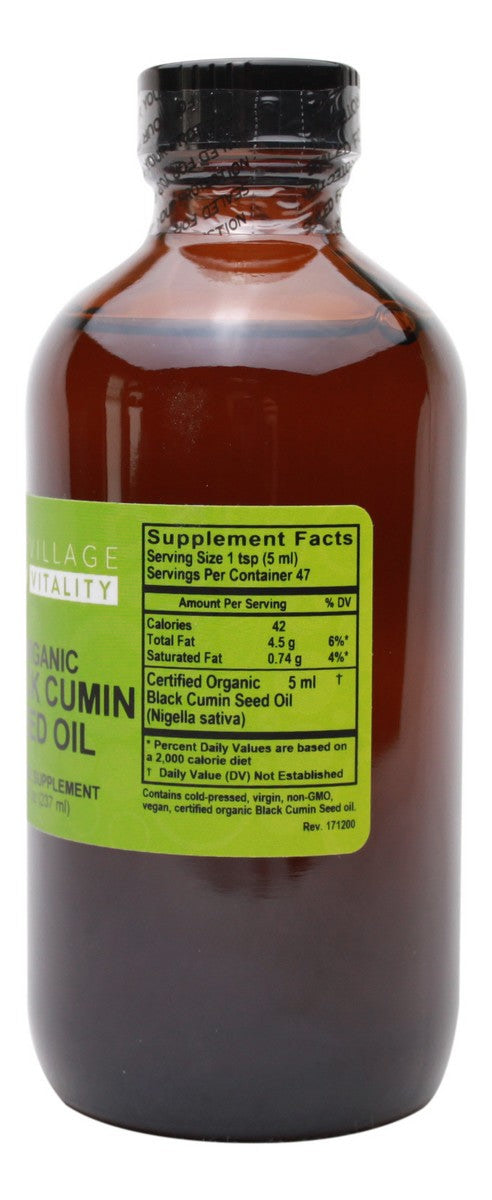 Organic Black Cumin Seed Oil - 8 oz - Supplement Facts