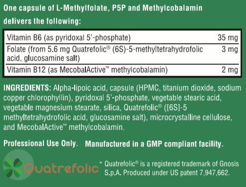 L-Methylfolate P5P and Methylcobalamin - 60 Capsules