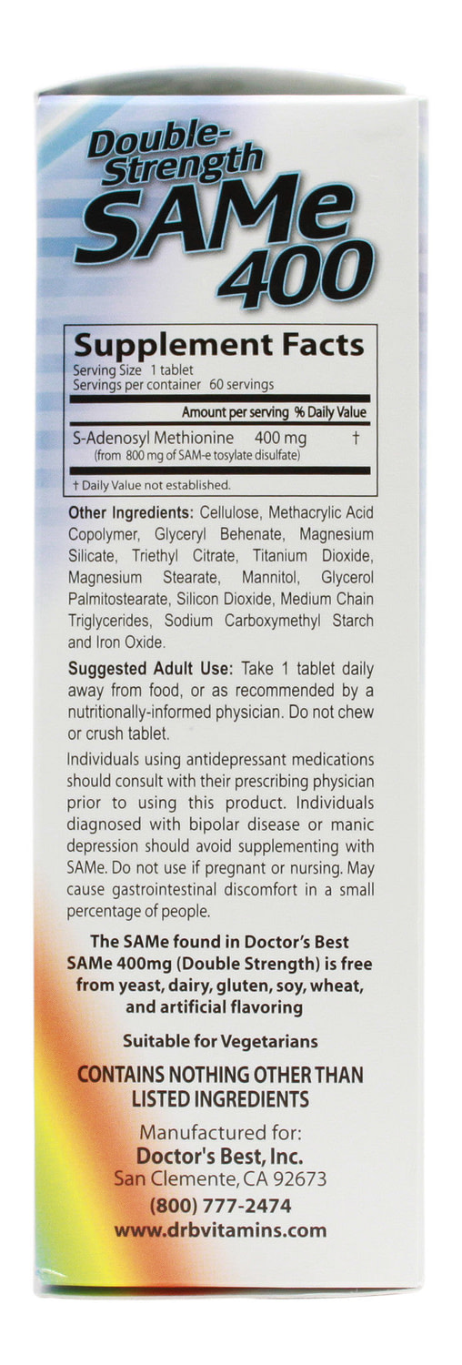 Sam-E 400 mg - 60 Tablets Supplement Facts