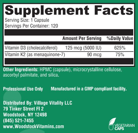 Vitamin D 5000 and K-2 90 - 120 Capsules