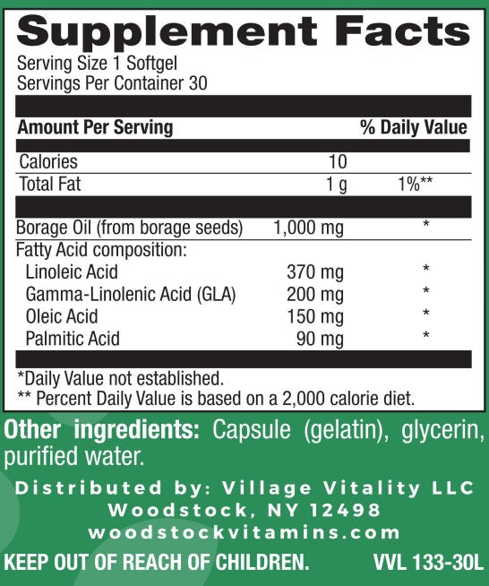 Borage Oil 1,000 mg - 30 Softgels