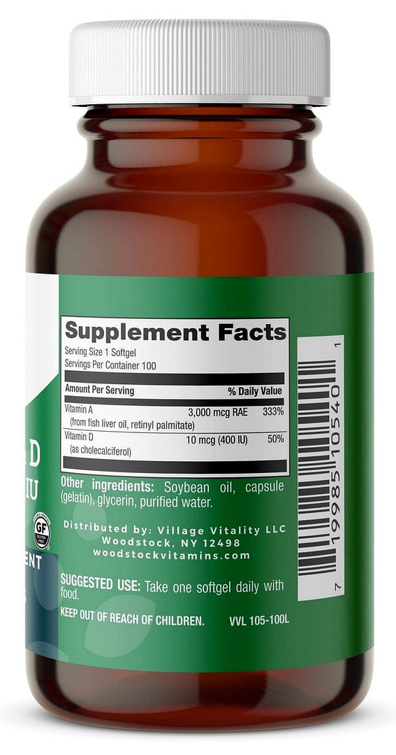 Vitamin A&D 10, 000 & 400 I.U. - 100 Softgels