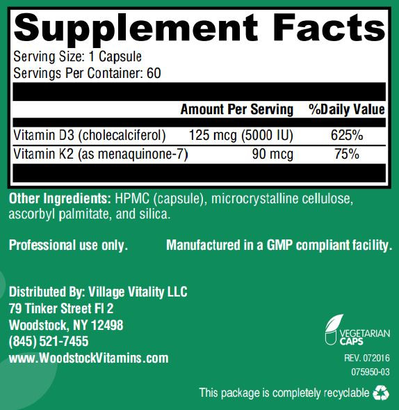 Vitamin D 5000 and K-2 90 - 60 Capsules
