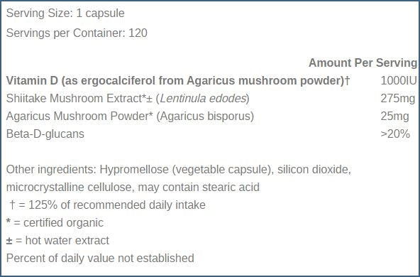 Mushroom D2 - 120 Capsules