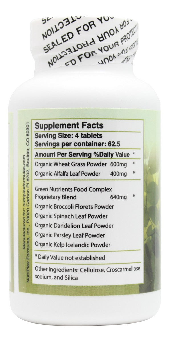 Green Nutrients - 250 Tablets - Supplement Facts