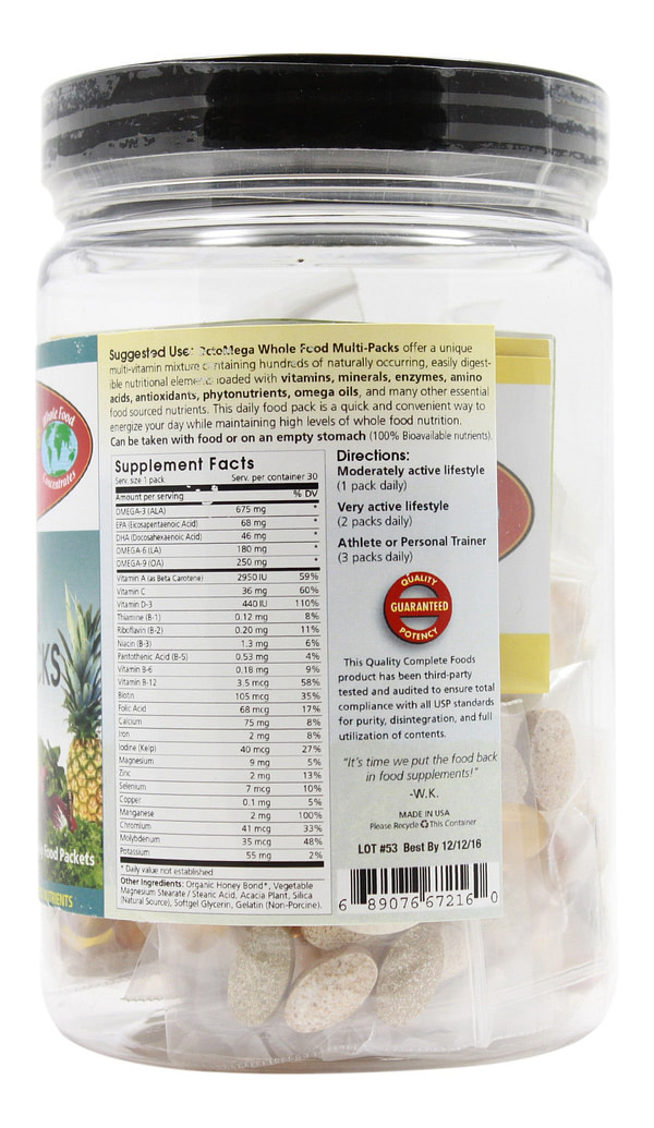 Whole Food Mult-Packs - 30 Packets Supplement Facts