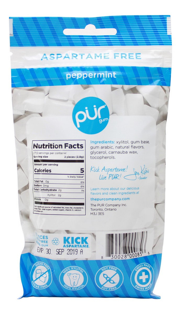 Peppermint Gum - 57 Pieces - Supplement Facts
