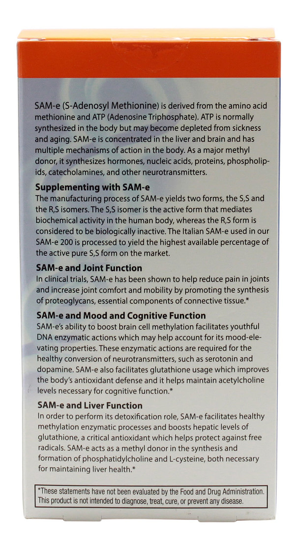 Sam-E 200 mg - 60 Tablets - Info
