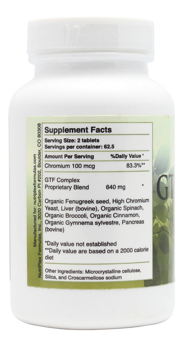 GTF Complex - 125 Tablets - Supplement Facts