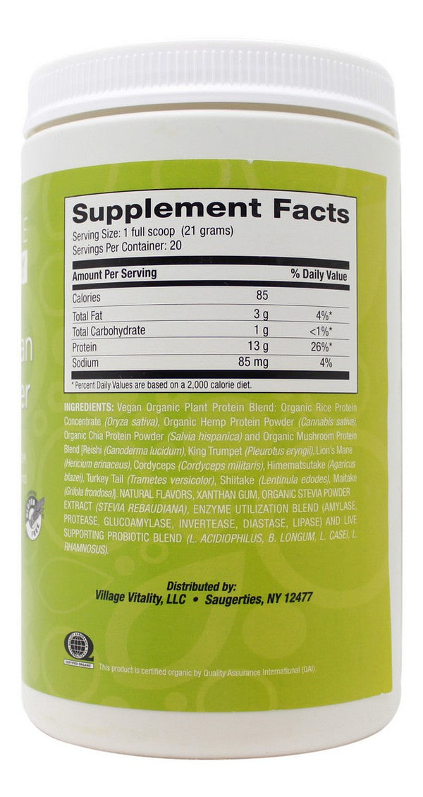 Organic Vegan Protein Powder - 14.8oz - Supplement Facts