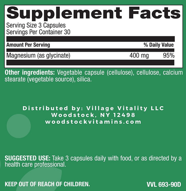 Magnesium Glycinate 400 mg - 90 Capsules