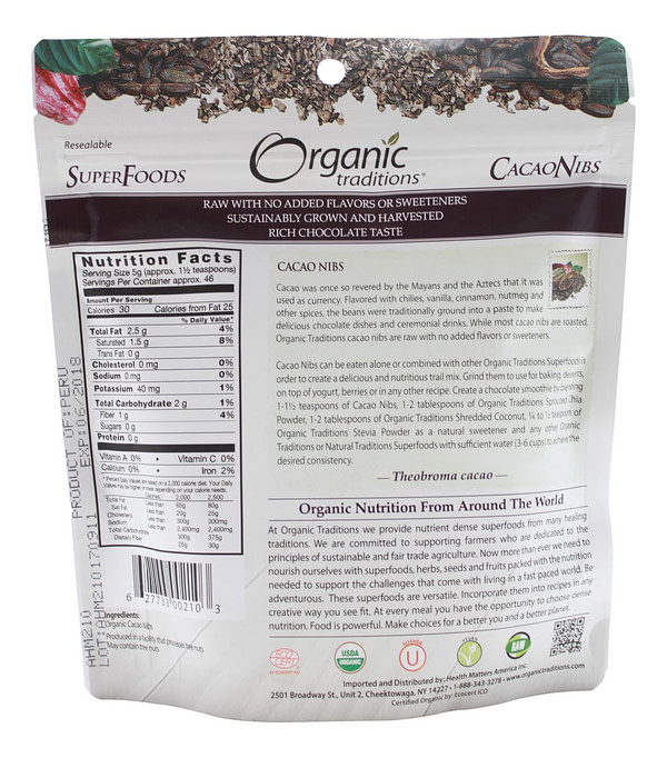 Cacao Nibs - 8 oz - Supplement Facts