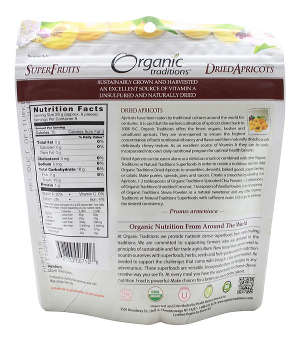 Dried Apricots - 8 oz - Supplement Facts