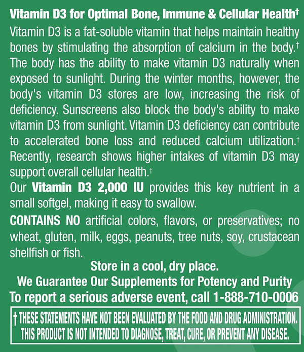 Vitamin D3 2,000 I.U. - 120 Softgels