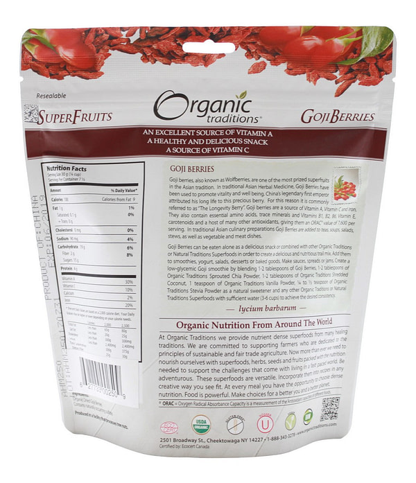 Goji Berries - 8 oz - Supplement Facts