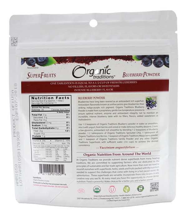 Blueberry Powder - 3.5 oz - Supplement Facts