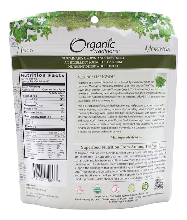Moringa Leaf Powder - 7 oz - Supplement Facts
