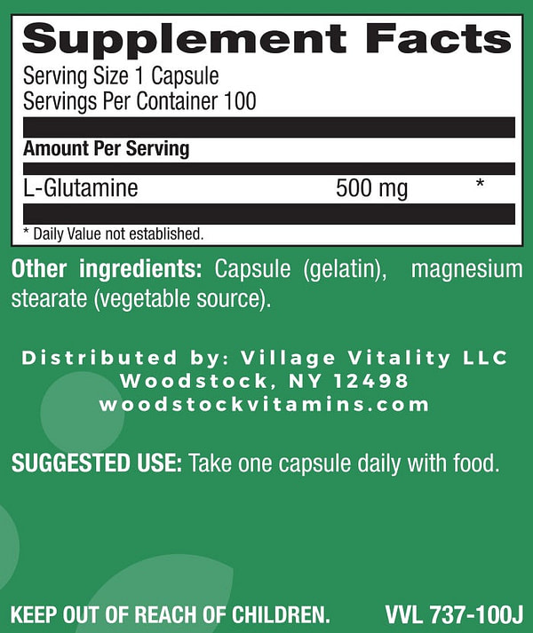 L-Glutamine 500 mg - 100 Capsules