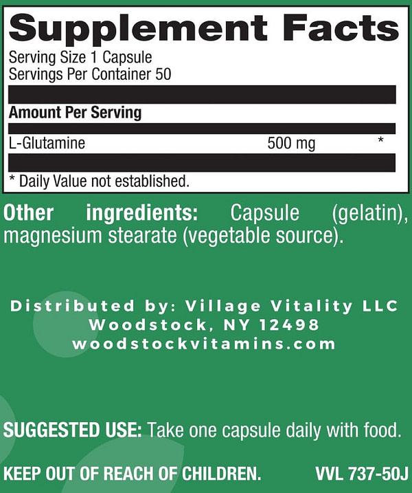 L-Glutamine 500 mg - 50 Capsules