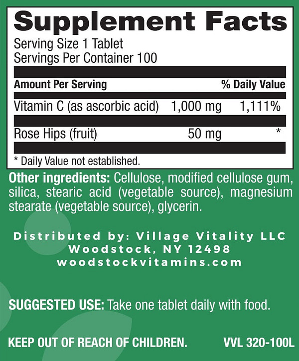 Vitamin C 1,000 mg with Rose Hips - 100 Tablets