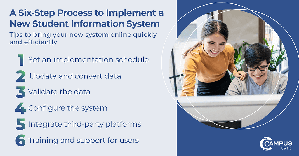 A successful student information system implementation requires coordination with your IT leaders and key stakeholders, and timely training for your faculty, staff and students. 