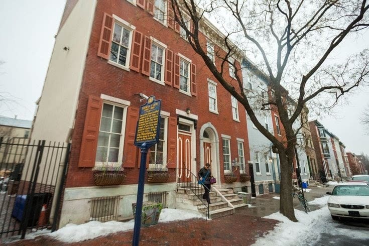 row of old style philly houses