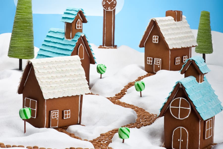 a town of gingerbread houses