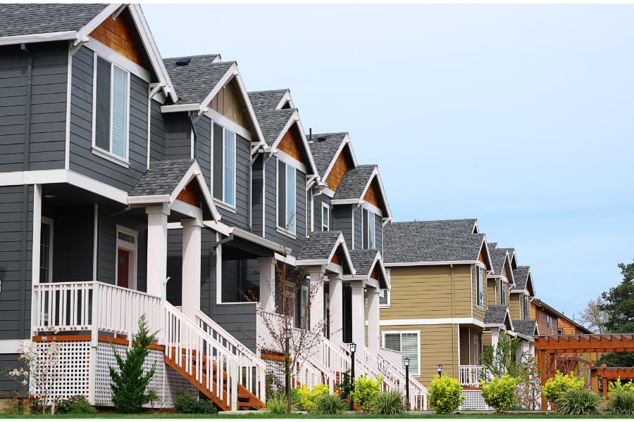 a row of family properties in america