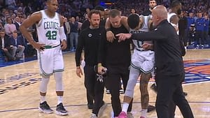 Celtics' Tatum carried off in Game 4 with leg injury