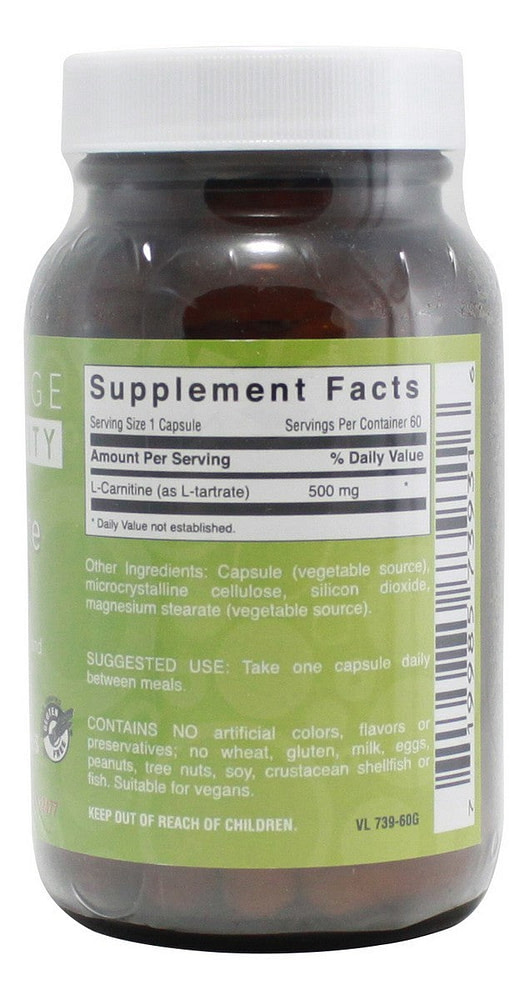 L-Carnitine 500 mg - 60 Capsules - Supplement Facts