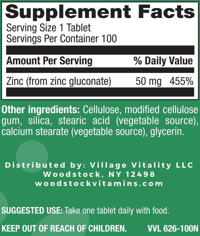 Zinc 50 mg - 100 Tablets