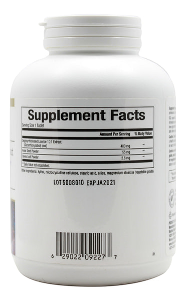 DGL 400 mg - 180 Chewable Tablets Supplement Facts