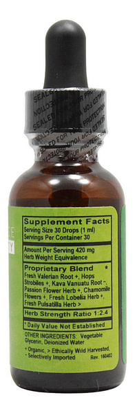 Relax Alcohol Free - 1 oz Liquid - Supplement Facts