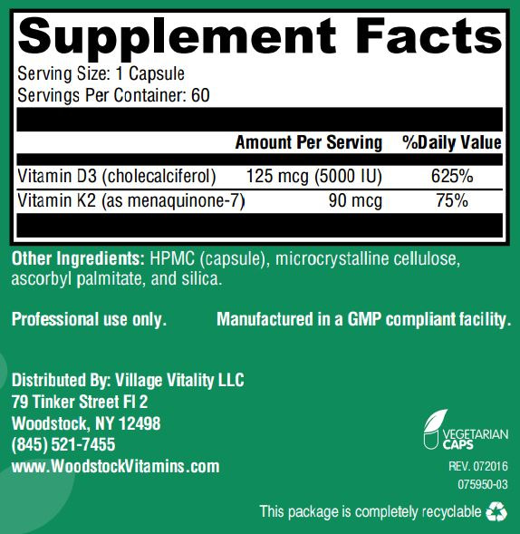 Vitamin D 5000 and K-2 90 - 60 Capsules