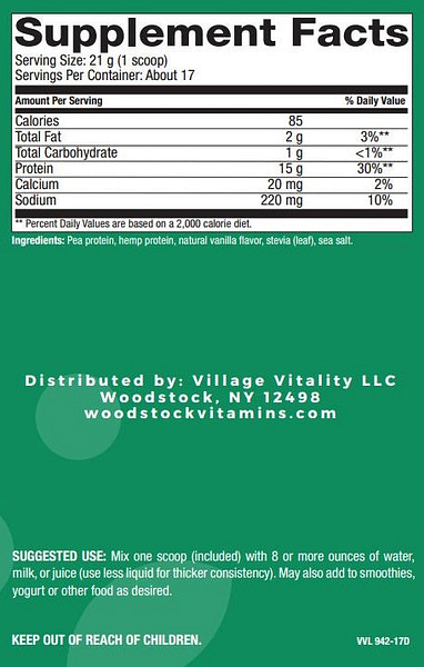 Organic Balanced Plant Protein Blend - Natural Vanilla Flavor - 13.8 oz Powder