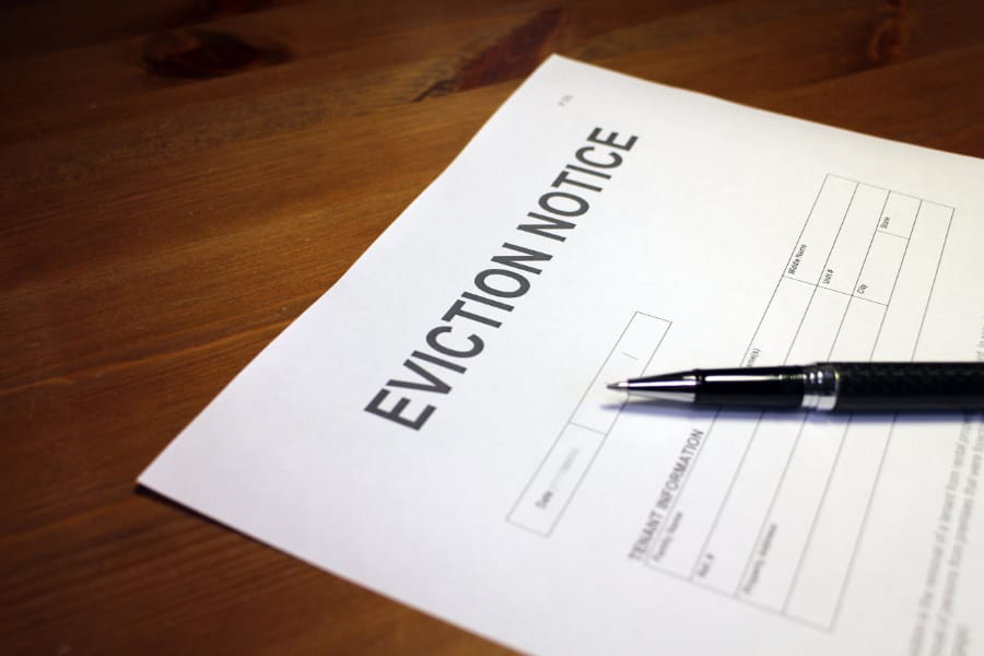 a piece of paper with the word eviction notice written on it