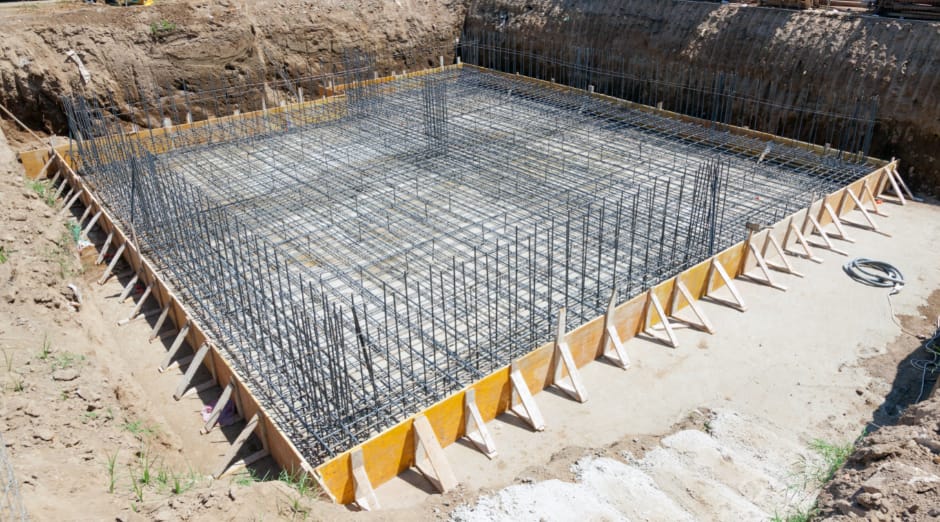 a house foundation under construction